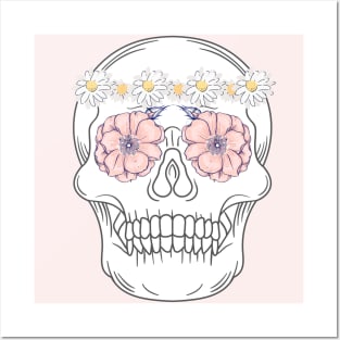 Floral Springtime Skull Posters and Art